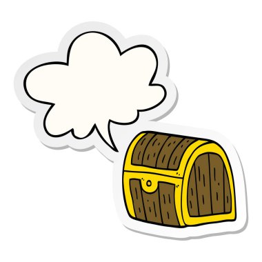 karikatür hazine göğüs ve konuşma kabarcık etiket