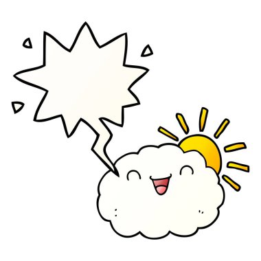 mutlu karikatür bulut ve konuşma balonu pürüzsüz degrade tarzında