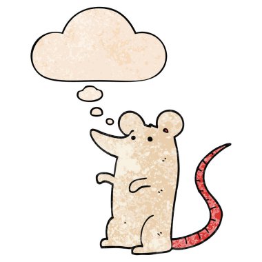 grunge doku desen tarzı karikatür sıçan ve düşünce balonu