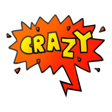 düzgün degrade tarzında karikatür kelime deli ve konuşma balonu