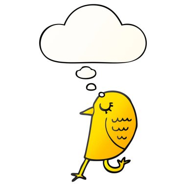 çizgi film kuş ve pürüzsüz degrade tarzında düşünce balonu