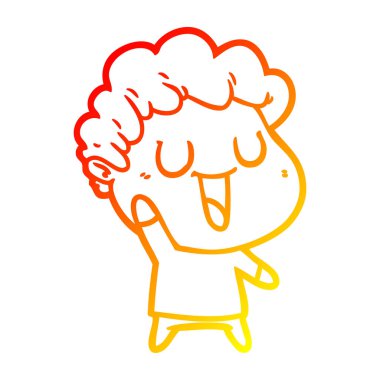 sıcak degrade çizgi çizim gülen karikatür adam