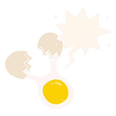 retro tarzında karikatür yumurta ve konuşma balonu kırık