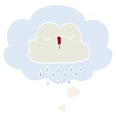 karikatür fırtına bulut ve retro tarzında düşünce balonu