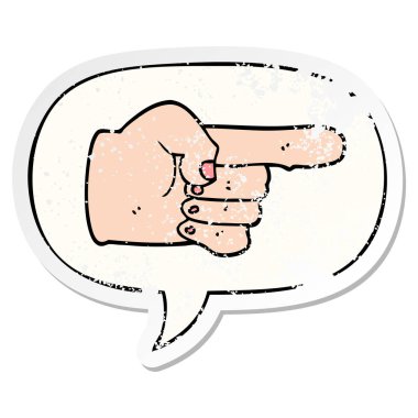 karikatür işaret el ve konuşma balonu sıkıntılı etiket