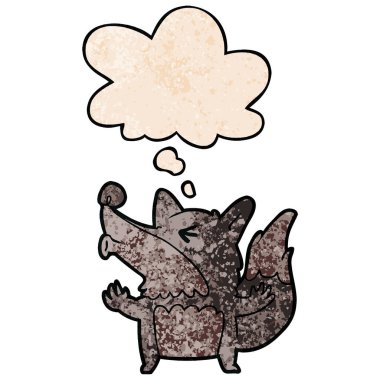 karikatür kurt adam ulume ve grunge doku pa kabarcık düşünce