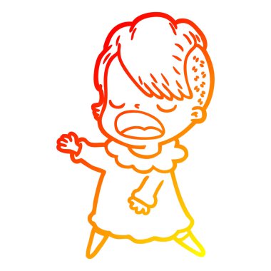 sıcak degrade çizgi çizim karikatür serin hipster kız konuşma