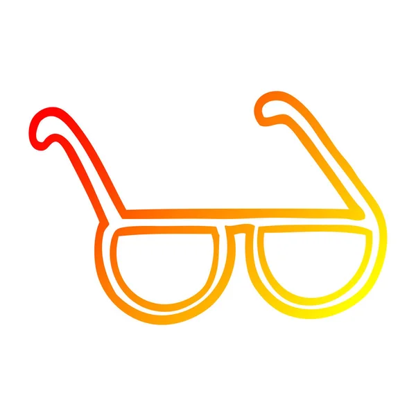 Línea de gradiente caliente dibujo gafas de sol de dibujos animados — Vector de stock