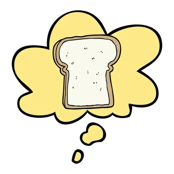 Cartoon Scheibe Brot und Gedankenblase — Stockvektor