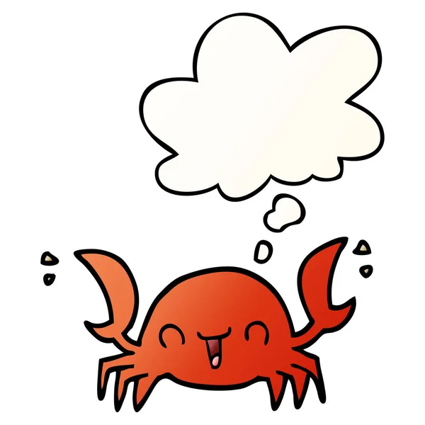 Dessin animé crabe et bulle de pensée dans un style dégradé lisse — Image vectorielle