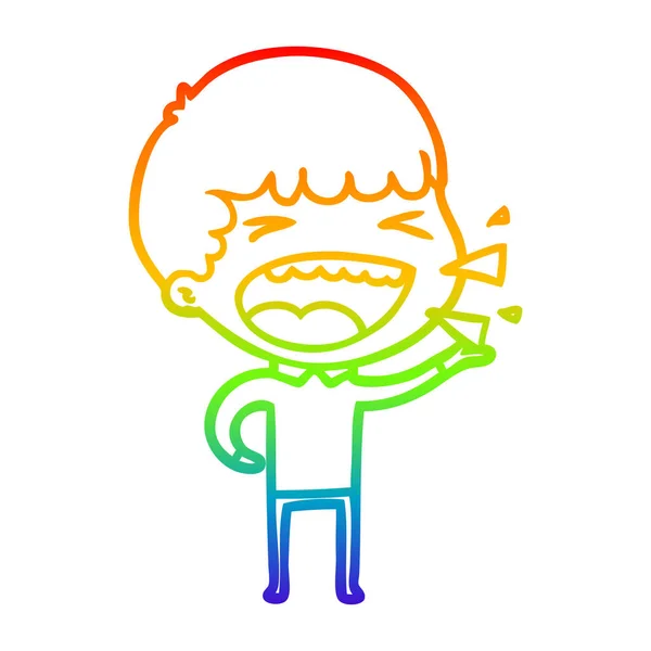 Regenboog gradiënt lijntekening cartoon lachende man — Stockvector