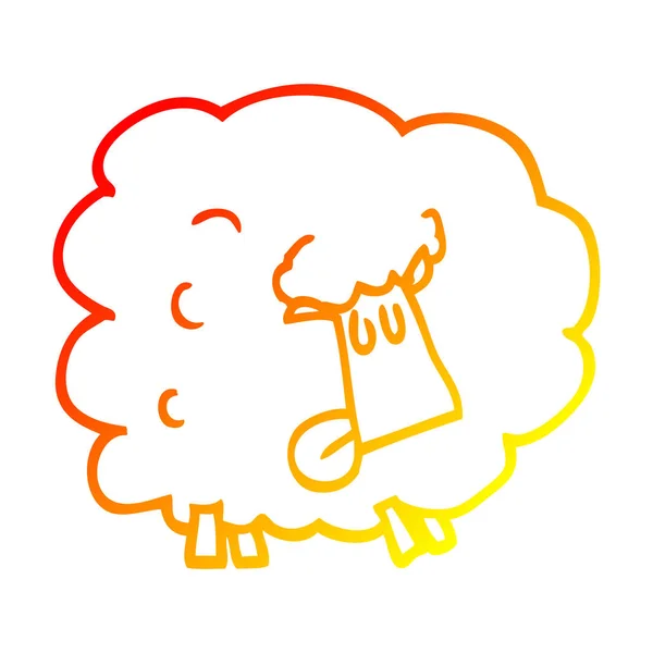 Teplá Přechodová čára kresba kreslená srandovní ovce — Stockový vektor
