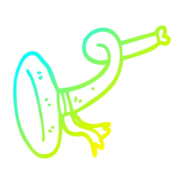 Línea de gradiente frío dibujo dibujos animados instrumento de cuerno rizado — Vector de stock