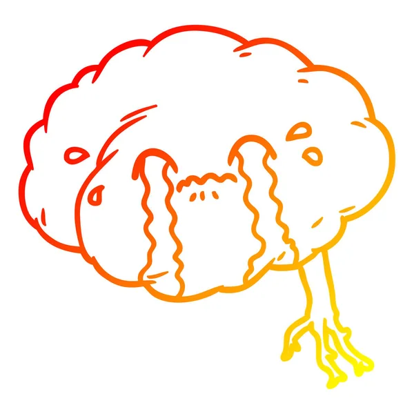 頭痛と漫画の脳を描く暖かいグラデーションライン — ストックベクタ
