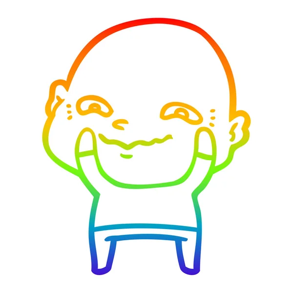 Rainbow gradient line drawing cartoon creepy guy — Stock Vector