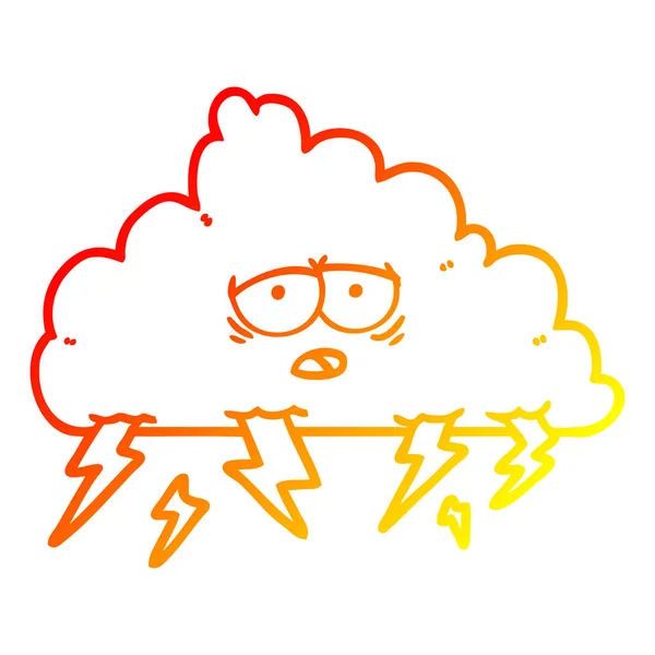 Warme kleurovergang lijntekening cartoon storm cloud — Stockvector