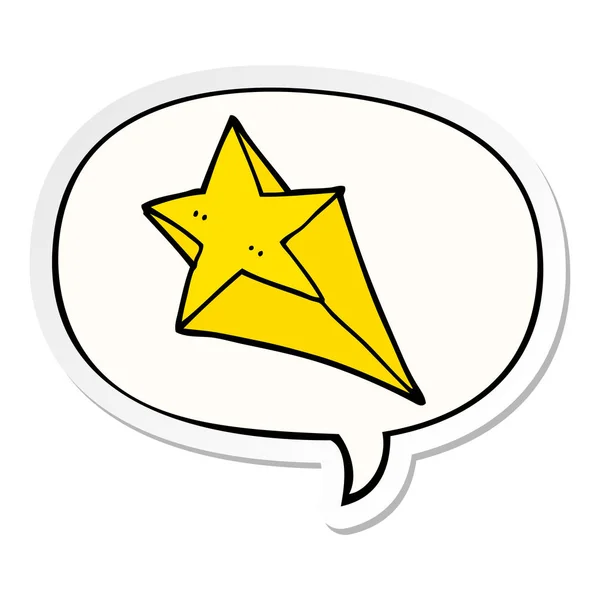 Cartoon Shooting Star en toespraak bubble sticker — Stockvector