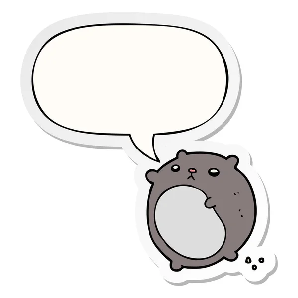 Cartoon bear and speech bubble sticker — Stock Vector