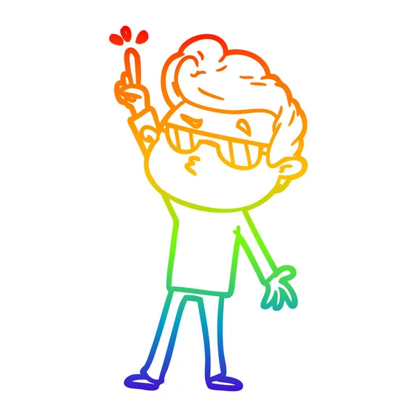 Linea gradiente arcobaleno disegno cartone animato ragazzo fresco — Vettoriale Stock