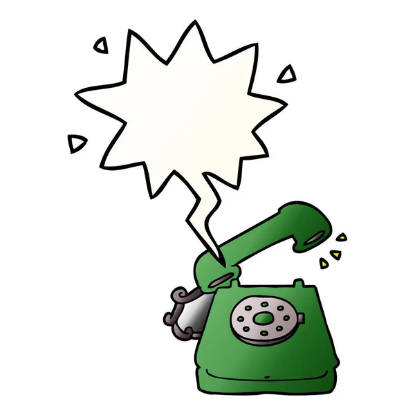 Düzgün degrade tarzında karikatür eski telefon ve konuşma balonu — Stok Vektör