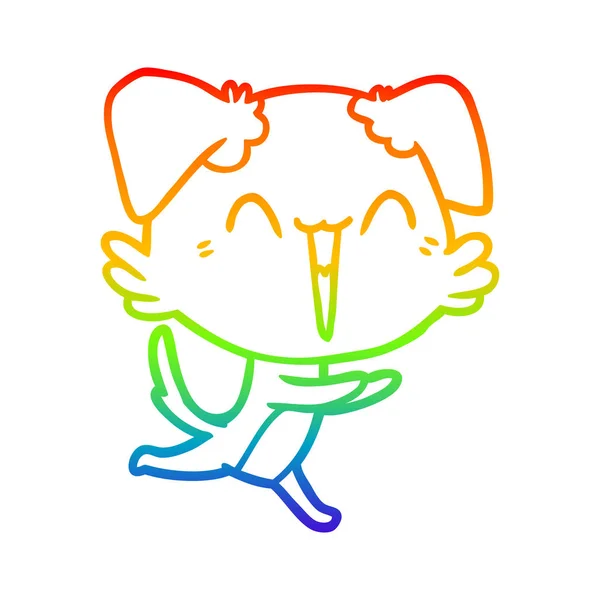 Regenboog gradiënt lijntekening Happy Little Dog cartoon — Stockvector
