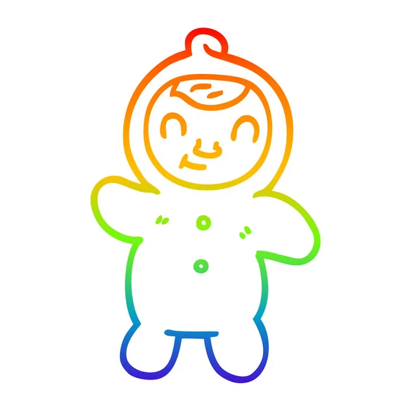 Regenboog gradiënt lijntekening cartoon menselijke baby — Stockvector