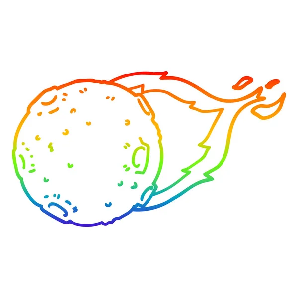 Arco-íris linha gradiente desenho cartoon meteorito — Vetor de Stock