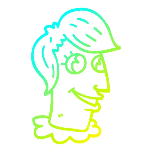 Froid gradient ligne dessin dessin animé tête humaine — Image vectorielle
