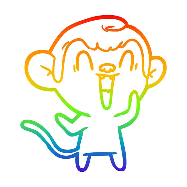 彩虹渐变线绘制卡通笑猴 — 图库矢量图片
