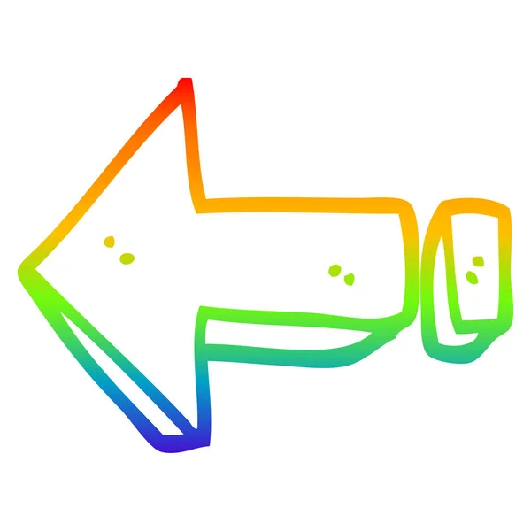 Rainbow gradient line drawing cartoon arrow pointing direction — Stock Vector