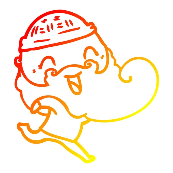 Chaud gradient ligne dessin heureux barbu homme — Image vectorielle