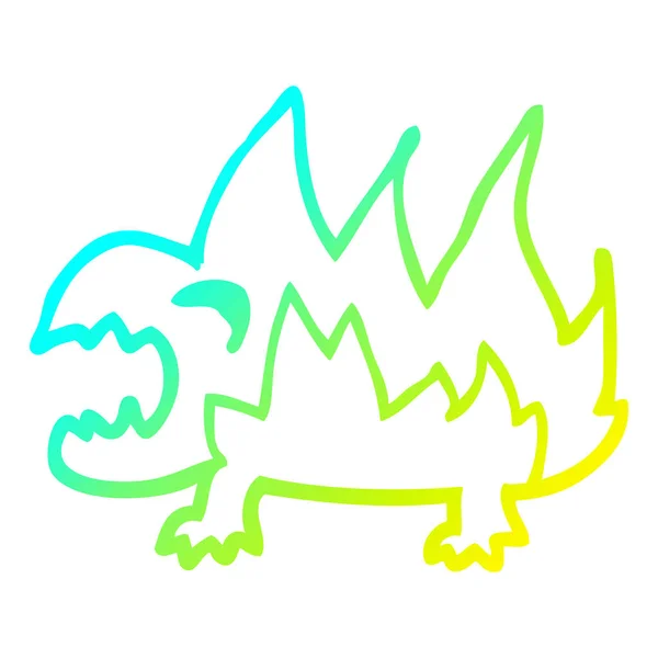 Línea de gradiente frío dibujo dibujos animados fuego demonio — Vector de stock