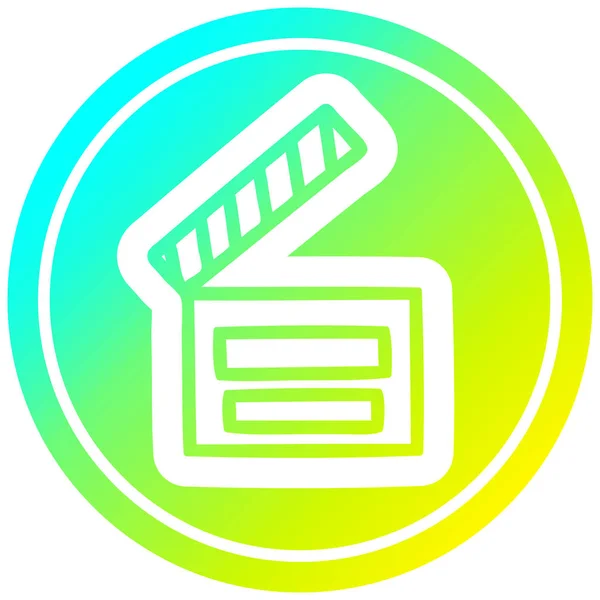 Filme clapper board circular no espectro gradiente frio — Vetor de Stock
