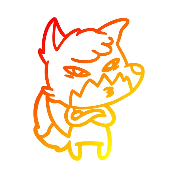 Linha gradiente quente desenho inteligente cartoon fox — Vetor de Stock