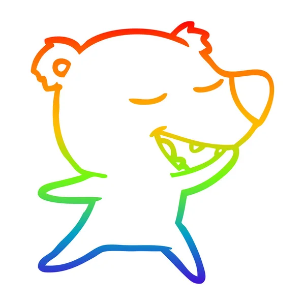 Regenboog gradiënt lijntekening cartoon Bear — Stockvector