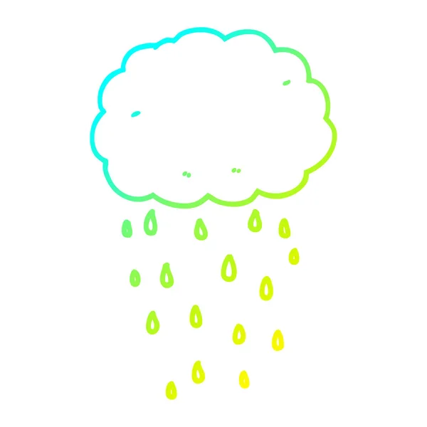 Froid dégradé ligne dessin dessin dessin animé pluie nuage — Image vectorielle