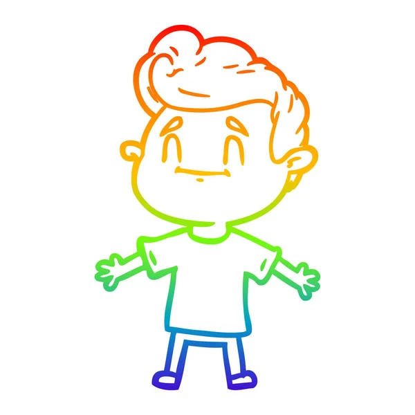 Regenbogen Gradienten Linie Zeichnung glücklich Cartoon Mann — Stockvektor