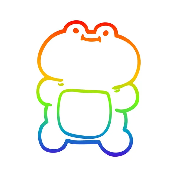 虹のグラデーションライン描画漫画カエル — ストックベクタ