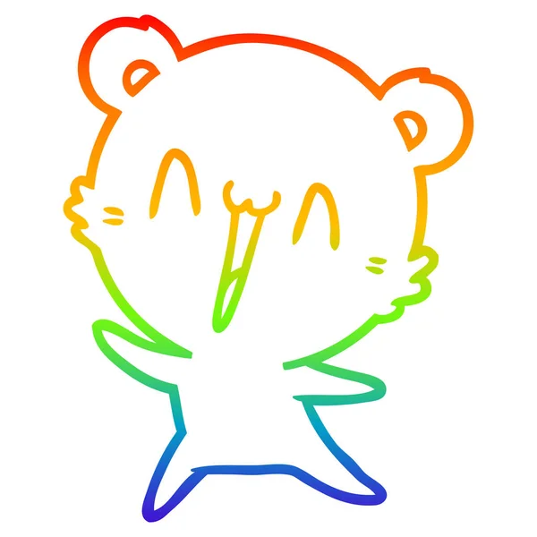 Regenboog gradiënt lijntekening Happy Bear Cartoon — Stockvector