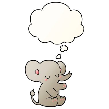 karikatür fil ve pürüzsüz degrade tarzında kabarcık düşünce