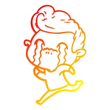 sıcak degrade çizgi çizim karikatür adam ağlıyor