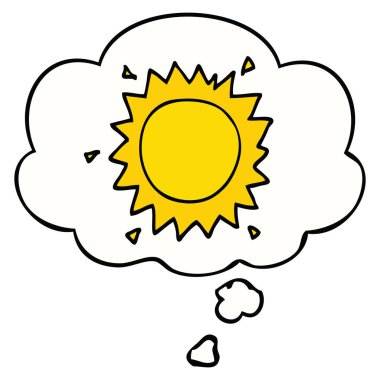 karikatür güneş ve düşünce balonu