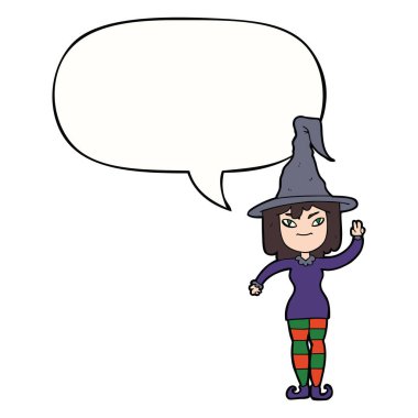 karikatür cadı ve konuşma balonu