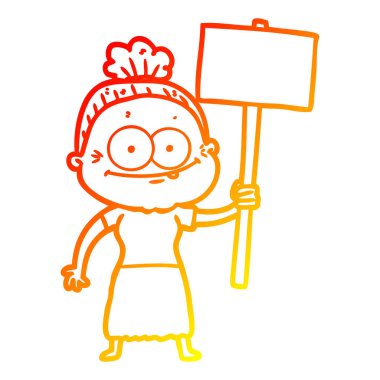 sıcak degrade çizgi çizim karikatür mutlu yaşlı kadın