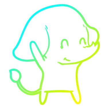 soğuk degrade çizgi çizim sevimli karikatür fil