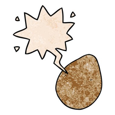 retro doku tarzında karikatür yumurta ve konuşma balonu
