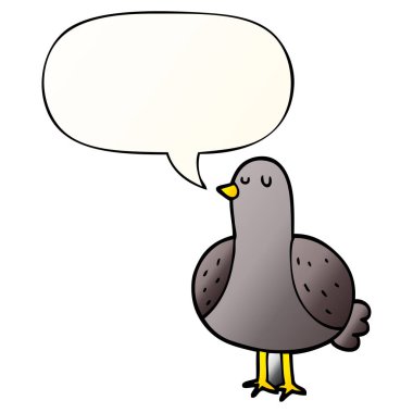 düzgün degrade tarzında karikatür kuş ve konuşma balonu