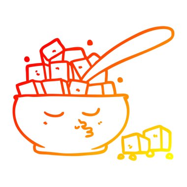 sıcak degrade çizgi çizim karikatür şeker kase