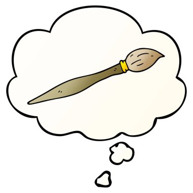 karikatür boya fırçası ve pürüzsüz degrade tarzında düşünce balonu