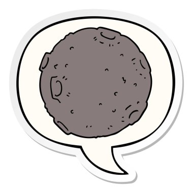 karikatür ay ve konuşma kabarcık etiket